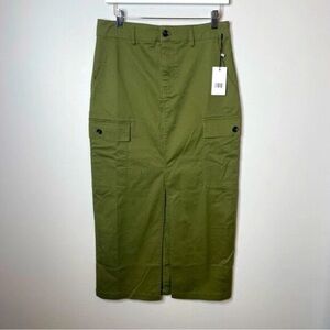 JASON WU ARMY GREEN CARGO COTTON MAXI SKIRT